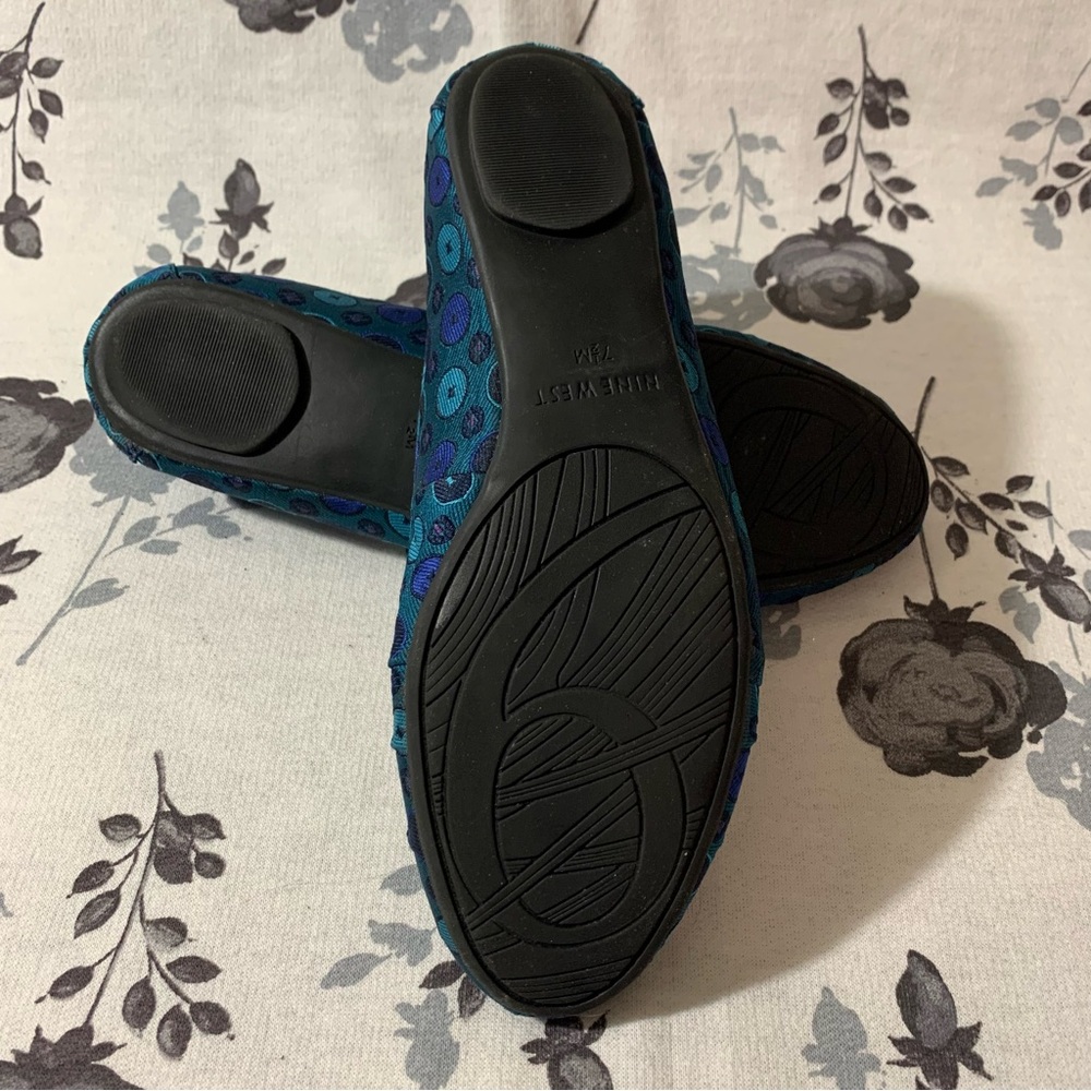 Nine West Teal and Black Patterned Flats - Picture 2 of 3